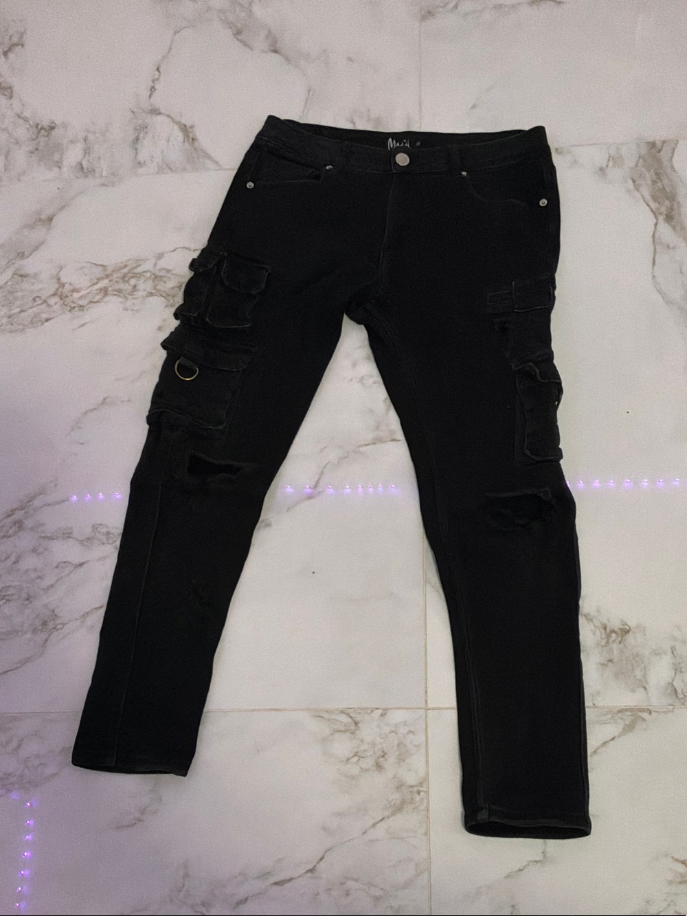 Paolo Masi Black Skinny Cargo Jeans